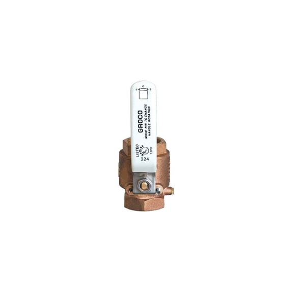 Groco IBV-750 BSPP Bronze 2.33" x 5.15" x 2.27" x 1.26" Full-Flow In-Line Ball Valve