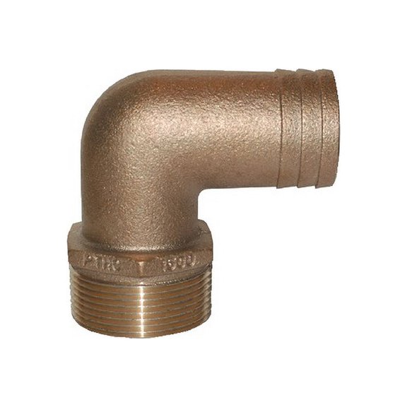 Groco PTHC Bronze Standard Flow 90 Degree Pipe-to-Hose Adapter with NPT Thread