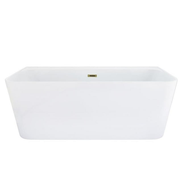 Groda 63" x 30" Acrylic Flatbottom Soaking Bathtub in White with Drain/Overflow