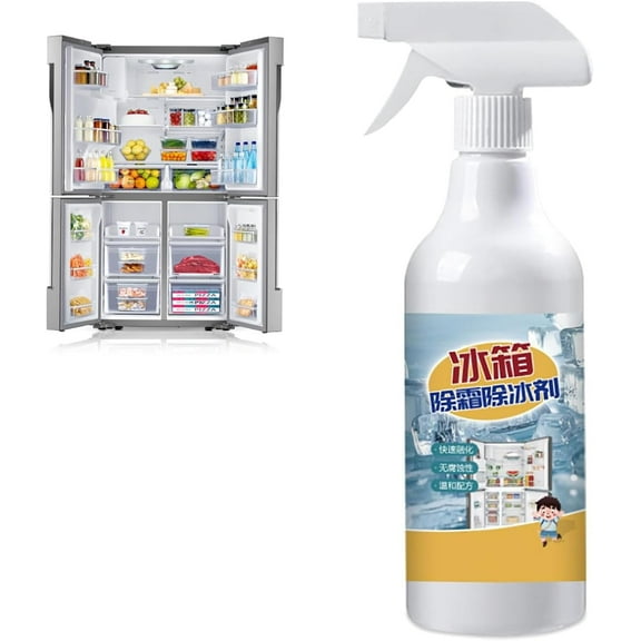 Groemont Refrigerator Defrosting Spray, 280/500ml Freezer De-Icer for Fast Ice Removal, Anti-Icing Formula, Safe for Appliances & Glass Surfaces