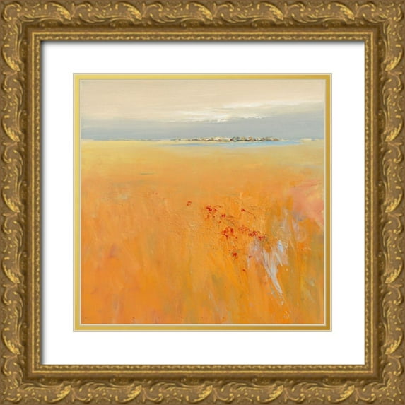 Groenhart, Jan 12x12 Gold Ornate Wood Framed with Double Matting Museum Art Print Titled - Flowers in the meadow