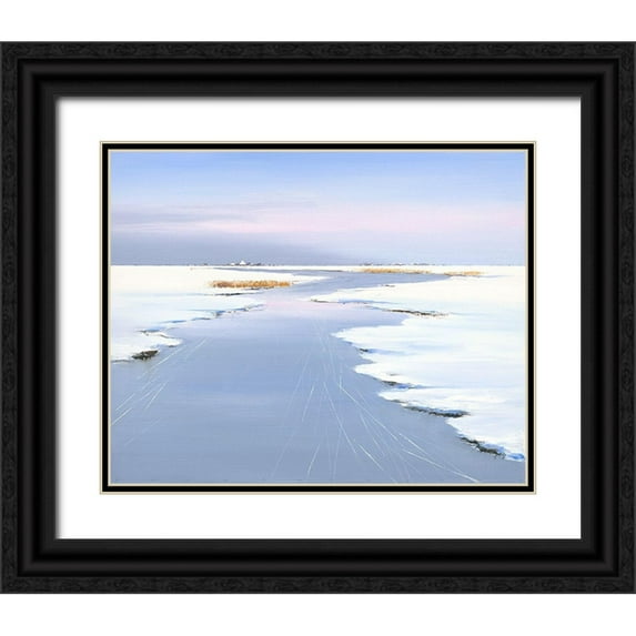 Groenhart, Jan 14x12 Black Ornate Wood Framed with Double Matting Museum Art Print Titled - Skating Day