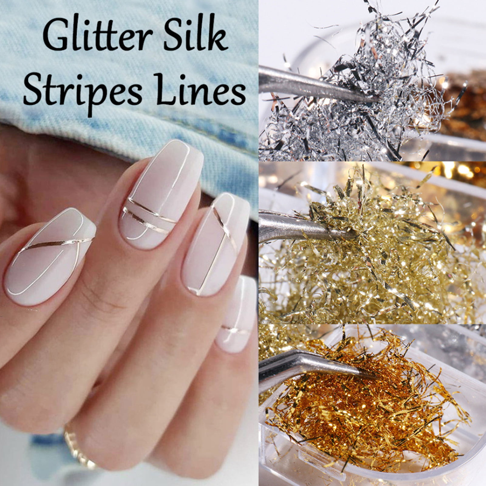  Gold Flakes for Nails, Mixed Color Nail Foil for