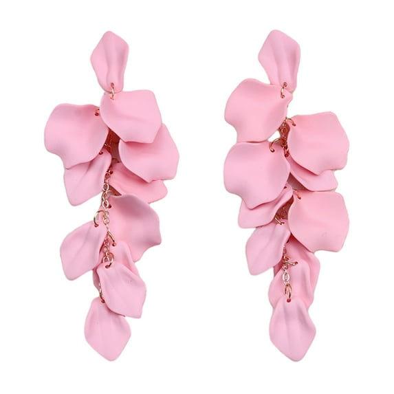 Grofry 1 Pair Bohemia Style Tassel Petal Dangle Earrings Acrylic Long Flower Stud Earrings Jewelry Accessories Gift