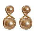 thumbnail image 1 of Grofry 1 Pair Chic Earrings Champagne Color Geometric Faux Pearls Ear Studs Glossy Surface Electroplating Process Jewelry Gift, 1 of 8