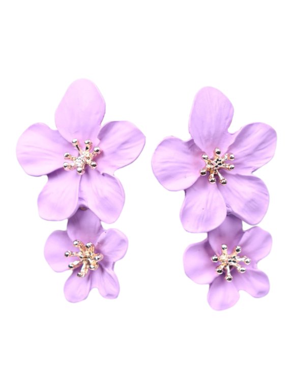 1 Pair Colorful Flower Stud Earrings Matte Bright Color Elegant Nonallergic Sweet Flower Women Earrings Jewelry Gift