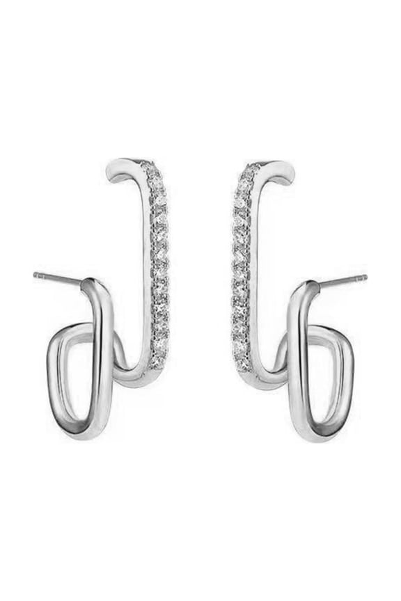 1 Pair Ear Studs Irregular U Shape Jewelry Shinng Rhinestones Stud Earrings for Party Wedding Banquet Prom