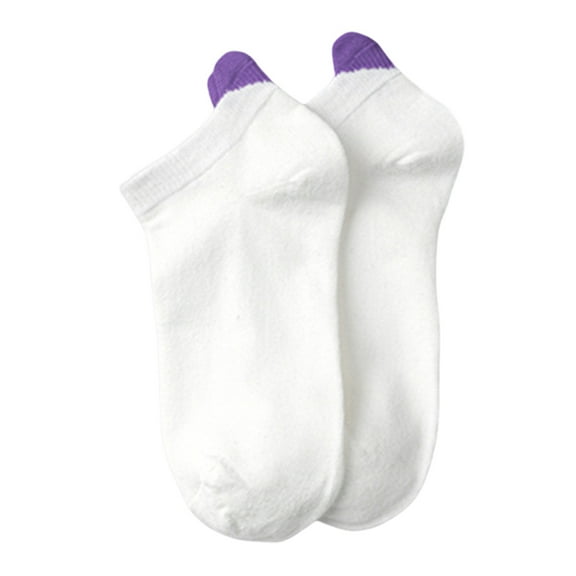 Grofry 1 Pair Non-slip Elastic Low-tube Ankle Socks Cute Heart Stitching Girl Short Socks