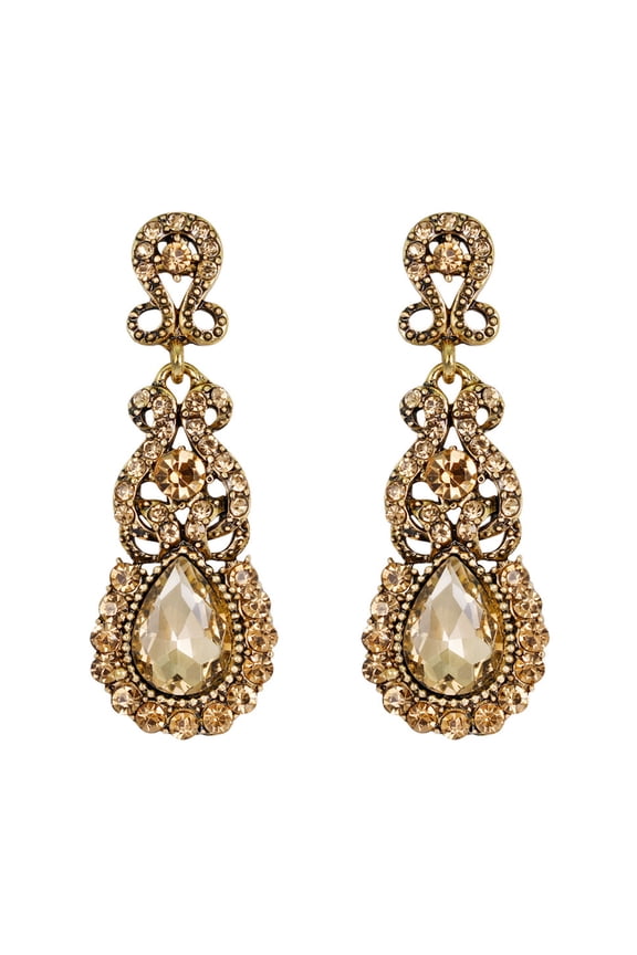 1 Pair Retro Shining Rhinestones Inlaid Drop Earrings Sparkling Chandelier Wedding Bridal Long Dangle Earrings Jewelry Gift