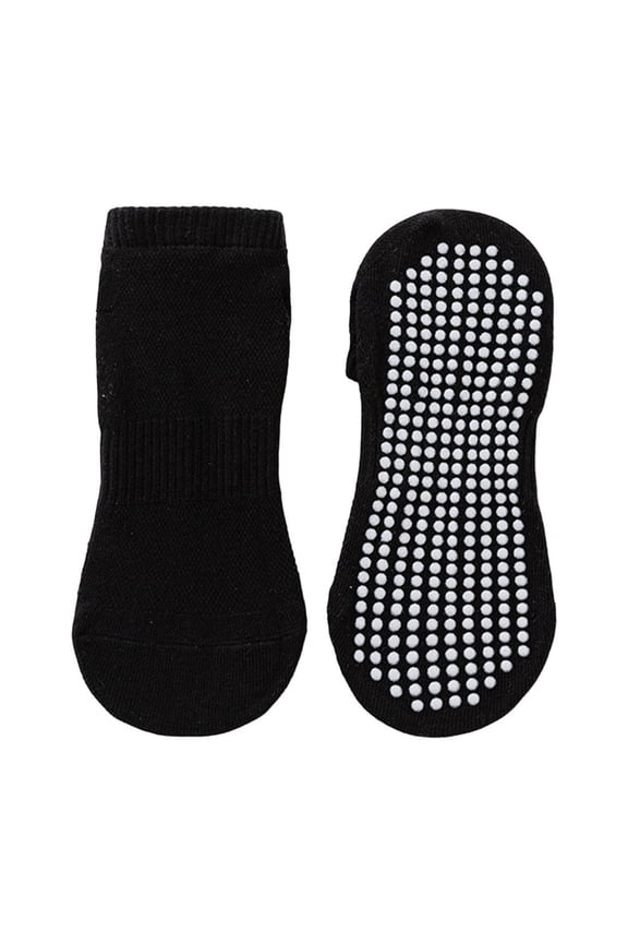 1 Pair Socks Unisex Trampoline Socks Anti-skid Silicone Grip Bottom Solid Color Shock-absorbing High Elasticity Sweat Absorption Adult Home Dotted Sole