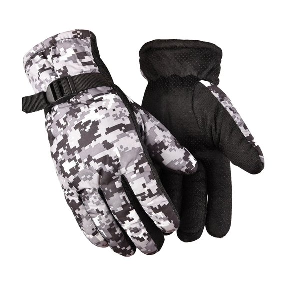 Grofry 1 Pair Winter Camouflage Cycling Gloves Warm Windproof Waterproof Adjustable Cold Weather Men Women Full Finger Outdoor Motorcycle Snow Skiing Gloves