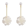 thumbnail image 1 of Grofry 1 Pair Women Hanging Earrings Shell Flower Shape Rhinestone Decor Linear Tassel Long Dangle Earrings Prom Party Bride Wedding Ear Jewelry, 1 of 7