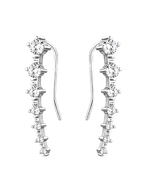 1 Pair Women Prom Earrings Non-pierced Ear Clips Rhinestone Decor Anti-slip Lightweight Bride Earrings for Wedding Party Cocktail Banquet