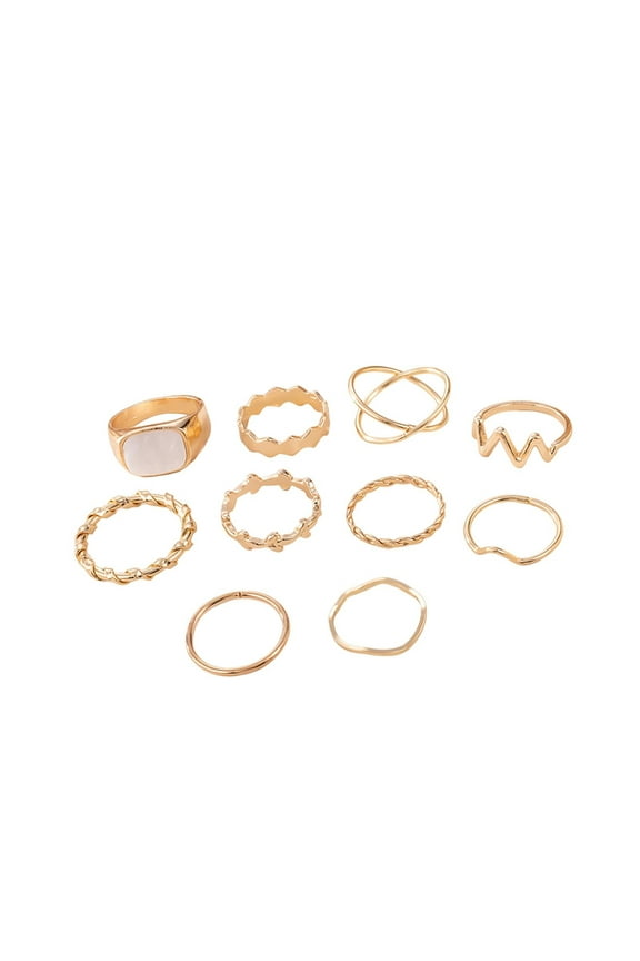 10 Pcs Gold Knuckle Rings Set for Women Boho Twist Cross Irregular Geometric Rings Stackable Midi Rings Pack Gift for Various Occasions