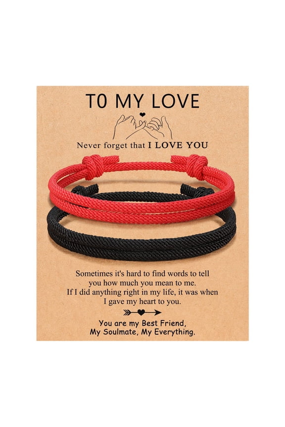 2 Pcs Black White Handwoven Couple Bracelet Lightweight Adjustable Rope Friendship Wristbands Birthday Gift