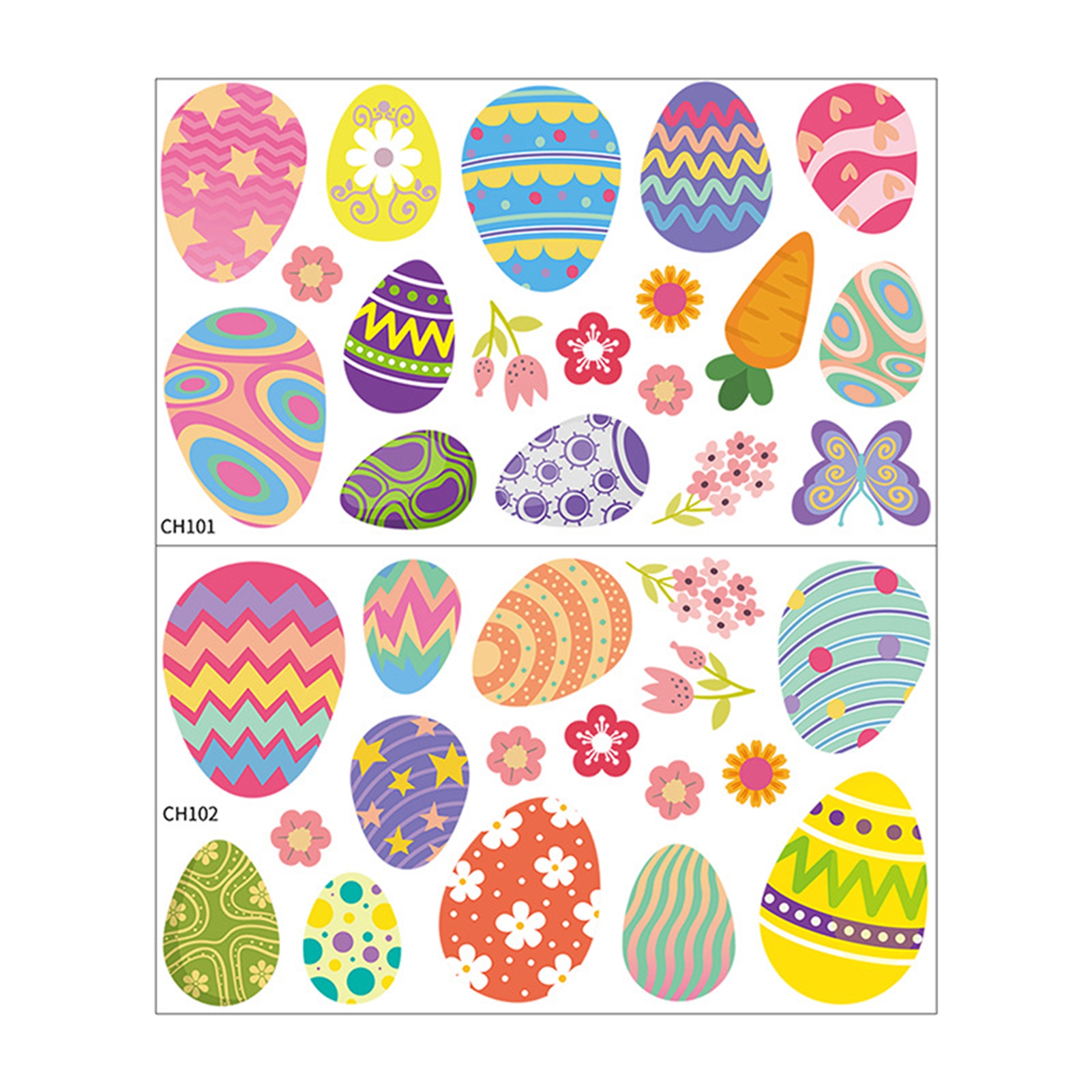 Grofry 2 Pcs Easter Egg Bunny Window Stickers,Window Decals Self ...