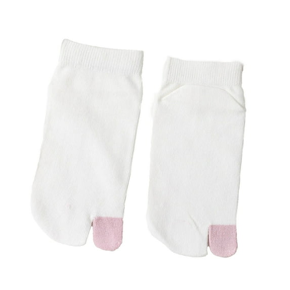 Grofry 2Pcs Split Toe Socks Unisex Sweat Absorption Solid Color Outdoor Breathable Japanese Flop Socks for Outdoor White Women