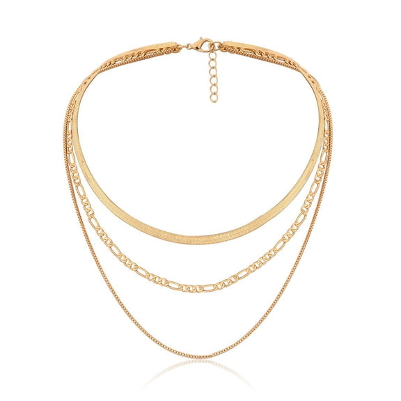 Grofry 3 Layer Women Necklace Punk Cool Golden Silver Color Adjustable Snake Bone Chain Layered Necklace Accessories Gift