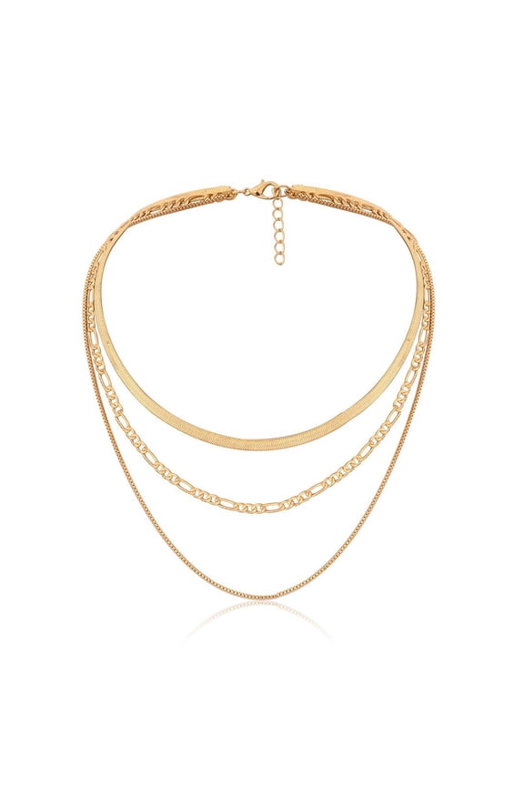 3 Layer Women Necklace Punk Cool Golden Silver Color Adjustable Snake Bone Chain Layered Necklace Accessories Gift