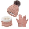 thumbnail image 1 of Grofry 3 Pcs/Set Beanie Scarf Gloves Set Thick Knitted Warm Cap Gloves Elastic Ear Windproof Outdoor Cycling Dome Neck Warp Set, 1 of 8