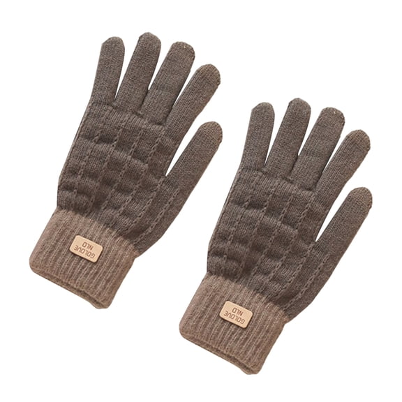 Grofry 4 Pair Women Gloves Jacquard Thickened Plush Knitted Five Fingers Touch Screen Anti-slip Cold Weather Driving Golfing Skiing Skating Gloves