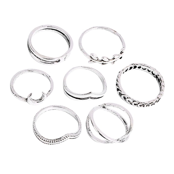Grofry 42 Pcs Knuckle Rings for Women Teen Gold Twist Moon Leaf Double Cross Layered Rings Stacking Rings for Birthdays Anniversaries