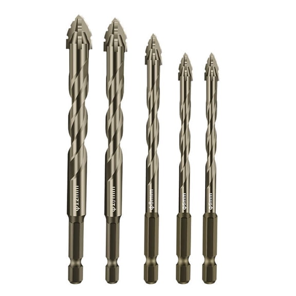 Grofry 5 Pcs Four-Edged Serrated Eccentric Drill Bits High Hardness Rustproof Corrosion Resistant Multifunction Drill Bit Set