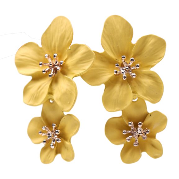 Grofry 6 Pair Colorful Flower Stud Earrings Matte Bright Color Elegant Nonallergic Sweet Flower Women Earrings Jewelry Gift