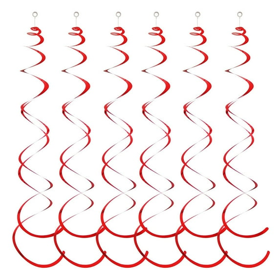 Grofry 6Pcs Spiral Pendant Party Streamers,Hanging Plastic Streamer,Spiral Pendant Twin Tail Party Ceiling Foil Swirl Decorations