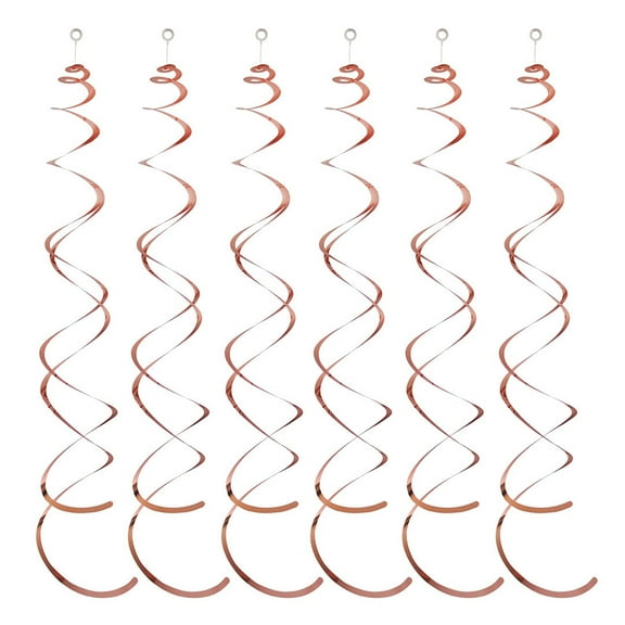 Grofry 6Pcs Spiral Pendant Party Streamers，Hanging Plastic Streamer，Spiral Pendant Twin Tail Party Ceiling Foil Swirl Decorations