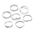 thumbnail image 1 of Grofry 7 Pcs Knuckle Rings for Women Teen Gold Twist Moon Leaf Double Cross Layered Rings Stacking Rings for Birthdays Anniversaries, 1 of 8