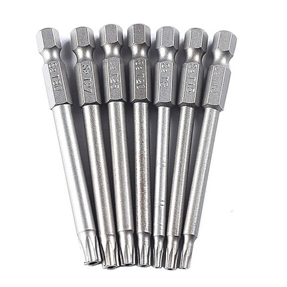 Grofry 7Pcs 75mm T8 T9 T10 T15 T20 T25 T30 T40 Torx Magnetic Hole Screwdriver Bits Set
