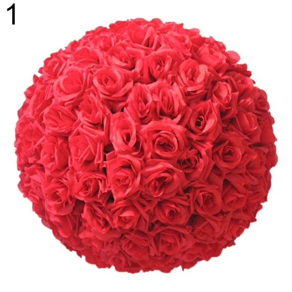 Grofry 8 Inch Wedding Artificial Rose Silk Flower Ball Hanging Decoration Centerpiece