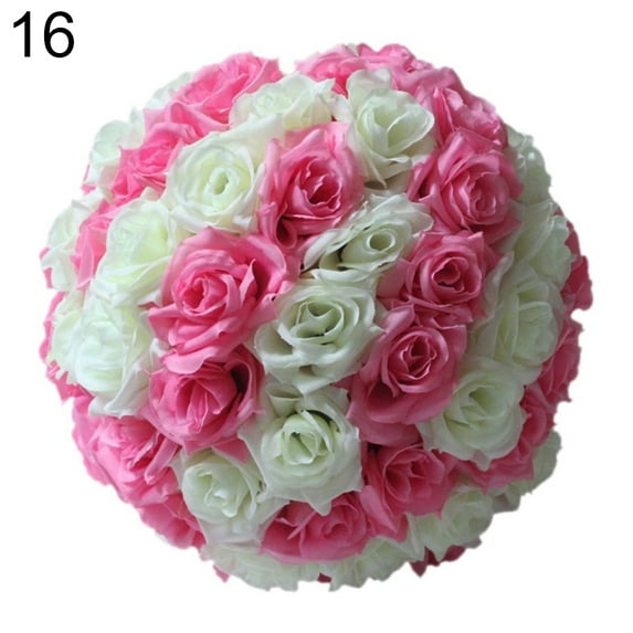 Grofry 8 Inch Wedding Artificial Rose Silk Flower Ball Hanging Decoration Centerpiece