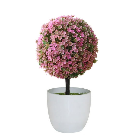 Grofry Artificial Bonsai Potted Ornament Topiary Ball Shape Bonsai Fake Plant Home Decoration