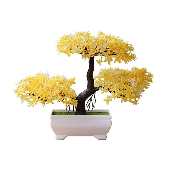 Grofry Artificial Bonsai Welcoming Pine Bonsai Simulation Potted Plant Ornament Home Decor