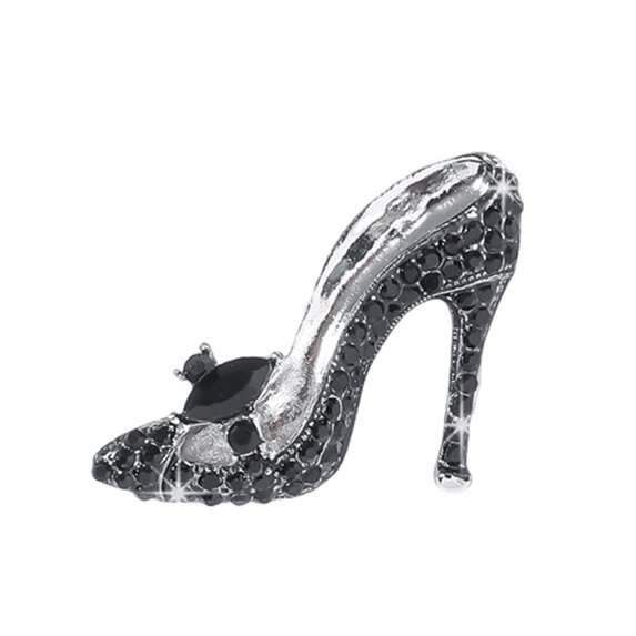 Grofry Brooch Pin Shiny Rhinestones Inlaid High Heel Shape Pin Collar Coat Badge Dresses Party Evening Attire