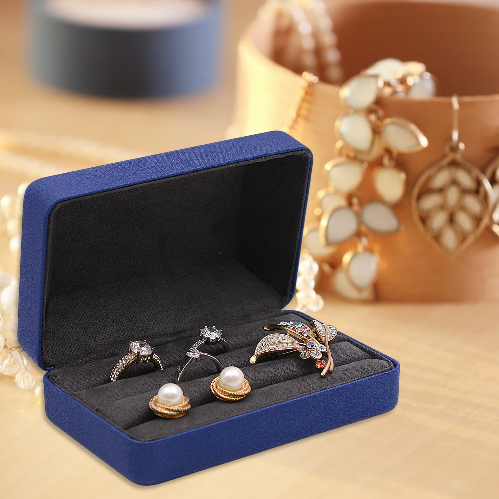Grofry Compact Stylish Ring Storage Box ,Travel Jewelry case,Small jewelry  Organizer Box,Multiple Grids Soft Inner Portable Small jewellery Organizer