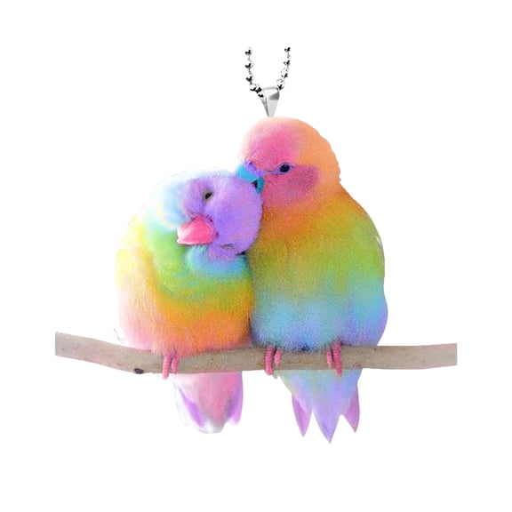 Grofry Couple Bird Pendant Keychain Pendant Colorful Lovebirds Car Hanging Pendant Easy Hanging Charm for Car Backpack Keys