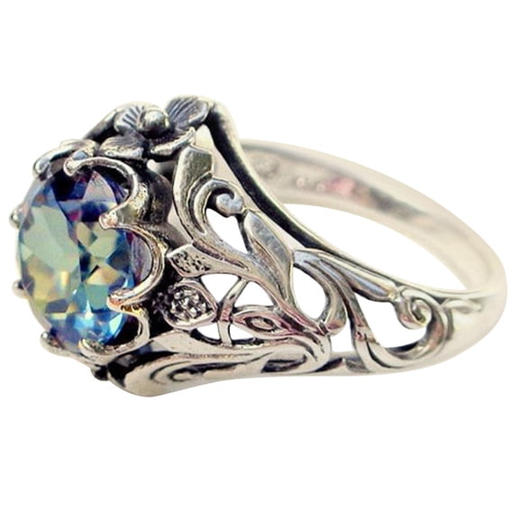 Grofry Creative Vintage Rainbow Color Zircon Hollow Out Women Ring Jewelry Gift