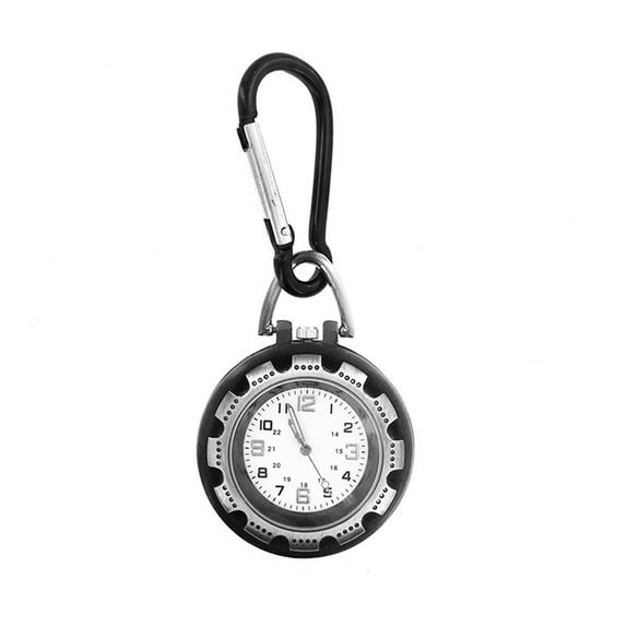 Grofry Digital Carabiner Watch Anti-oxidation Shock Resistance Vintage Climbing Hiking Clip on Quartz Watch for Outdoor White