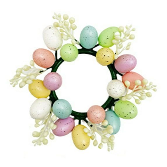 Grofry Easter Egg Candle Rings Wreath Artificial Easter Egg Candle Holder Mini Wreath Spring Egg Candle Ring for Holiday Home Office Decor