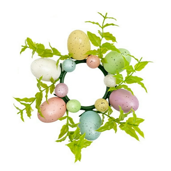 Grofry Easter Egg Candle Rings Wreath Artificial Easter Egg Candle Holder Mini Wreath Spring Egg Candle Ring for Holiday Home Office Decor