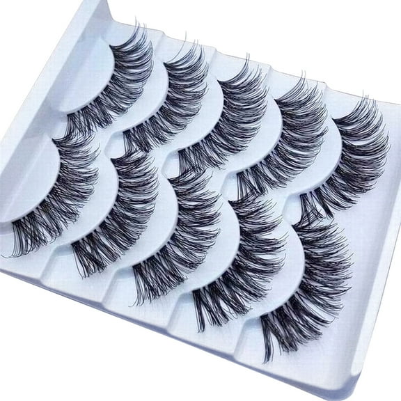 Grofry False Eyelash 5 Pairs Makeup Handmade Natural Long Volume False Eyelashes Lashes Extensions