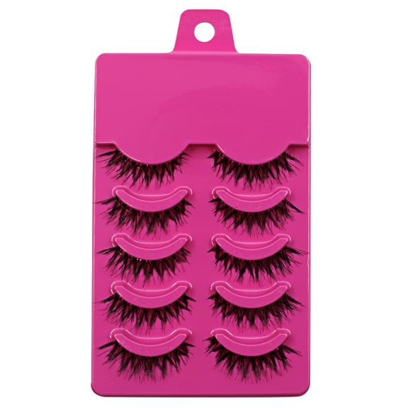 Grofry False Eyelash Set 5 Pairs Makeup Handmade Messy Natural Cross Perfect Eye Lashes