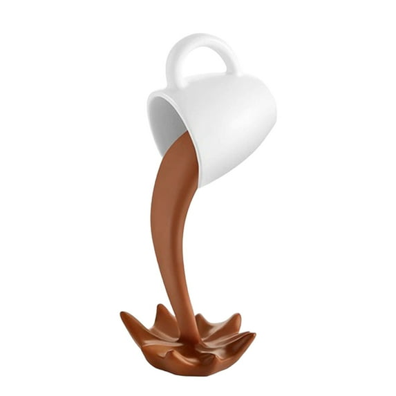 Grofry Floating Coffee Cup Sculpture Resin Spilling Coffee Ornament Desktop Pouring Splash Coffee Decoration for Kitchen Coffee Bar Decor