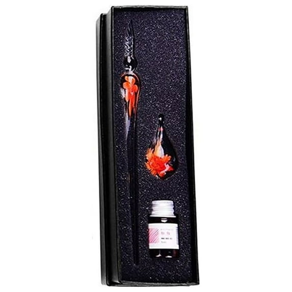 Grofry Glass Pen ,Glass Dip Pen Faux Crystal Ink Signature Inside Flower for Writing Art Decor Gift