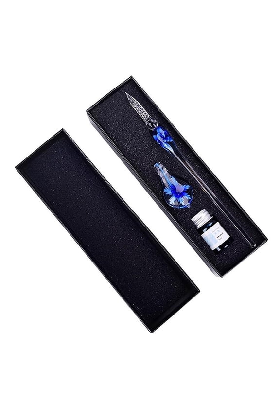 Glass Pen Glass Dip Pen Faux Crystal Ink Signature Inside Flower for Writing Art Decor Gift
