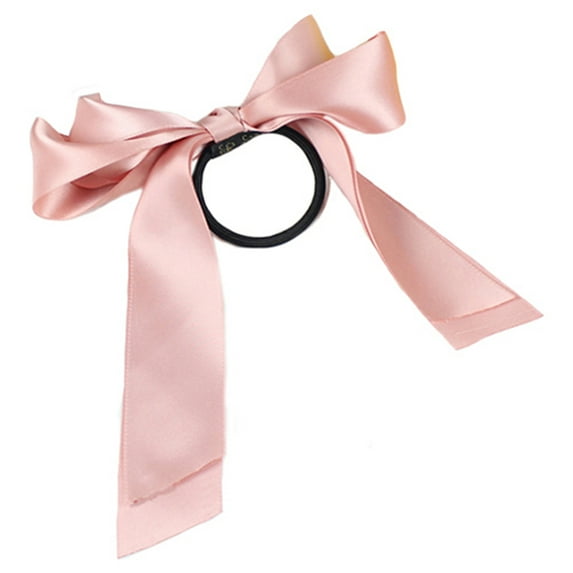 Grofry Hair Band Sweet Women Fashion Satin Ribbon Bow Hair Band Rope Scrunchie Ponytail Holder