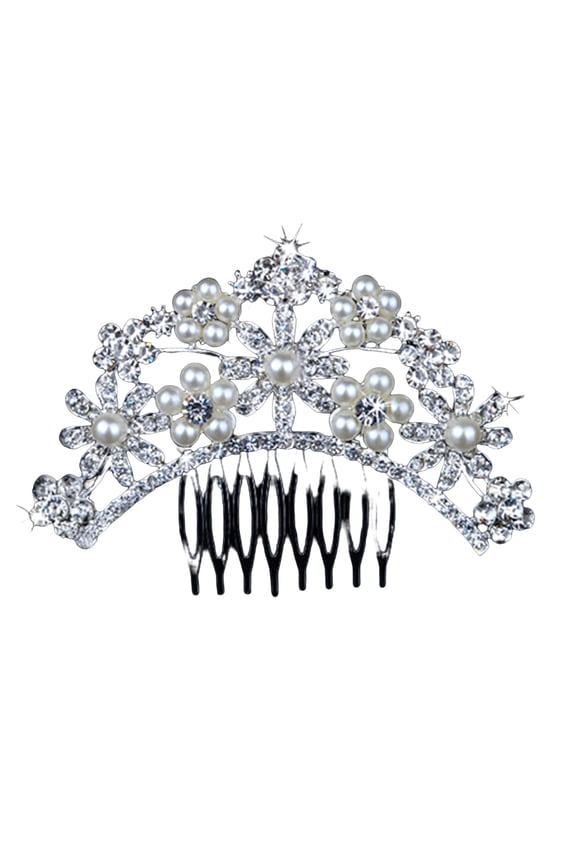 Hair Clip Women Wedding Flower Rhinestone Faux Pearl Bridal Hair Comb Jewelry